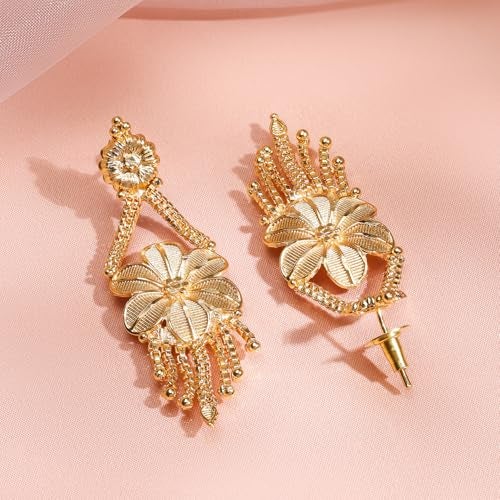 Rubans 18K Gold-Plated Floral Filigree Long Necklace Set with Intricate Pendant and Earrings for Women & Girls – Perfect for Bridal Wear, Traditional Ceremonies & Grand Occasions - Image 5
