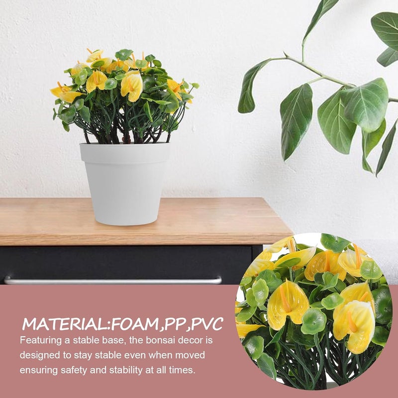Dense material Fake Potted Anthurium Bonsai Plant Yellow Faux Small Artificial Flower Pot Tabletop Decor for Home Office Indoor Greenery Ornament Heat insulation layer General standard compliant quality Authorized haulage delivery Assorted color options Bug proof seal Freeze crack proof Daily life matching design All-round well-engineered practical build Cost effective upgraded craftsmanship Shop & home all-space compatible Diverse requirement fit Matte anti slip finish Upgraded simple practical design All-item unified delivery Trendy varied sizing alternatives Long term heavy use compatible Efficiency boosted construction Precision polished solid material Global versatile design Durability boost selected material Worldwide simple practical design Long lifespan Shock rubber edge Multiple options - Image 5