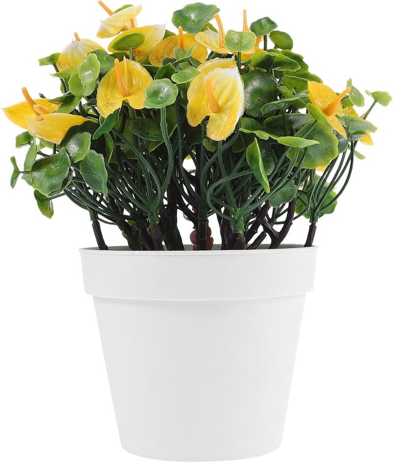 Dense material Fake Potted Anthurium Bonsai Plant Yellow Faux Small Artificial Flower Pot Tabletop Decor for Home Office Indoor Greenery Ornament Heat insulation layer General standard compliant quality Authorized haulage delivery Assorted color options Bug proof seal Freeze crack proof Daily life matching design All-round well-engineered practical build Cost effective upgraded craftsmanship Shop & home all-space compatible Diverse requirement fit Matte anti slip finish Upgraded simple practical design All-item unified delivery Trendy varied sizing alternatives Long term heavy use compatible Efficiency boosted construction Precision polished solid material Global versatile design Durability boost selected material Worldwide simple practical design Long lifespan Shock rubber edge Multiple options - Image 1