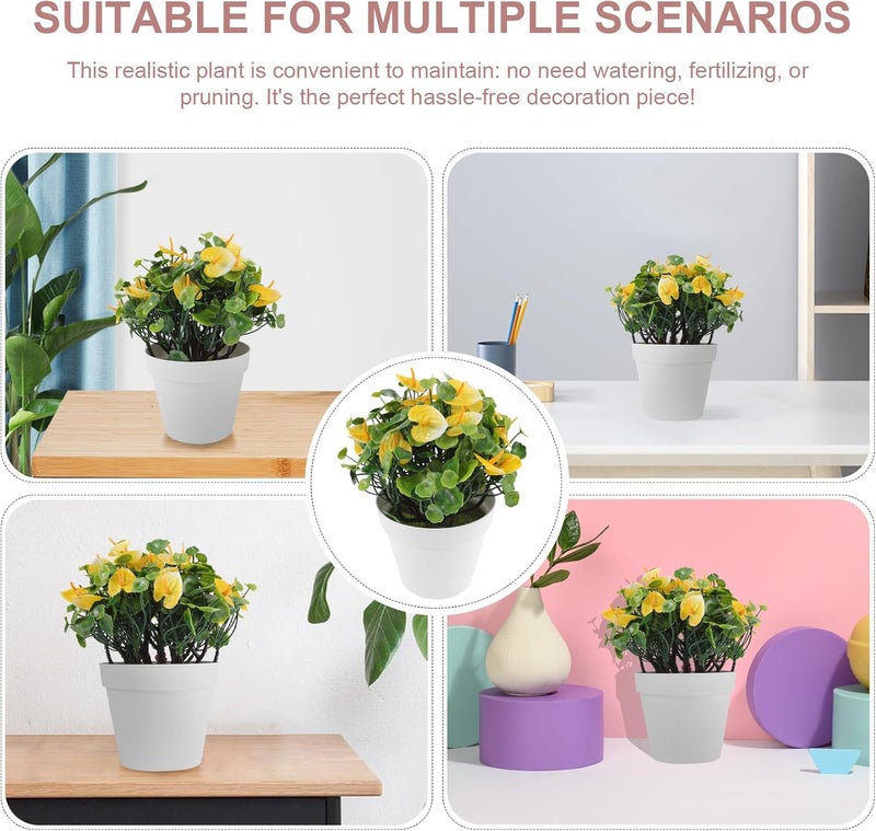 Dense material Fake Potted Anthurium Bonsai Plant Yellow Faux Small Artificial Flower Pot Tabletop Decor for Home Office Indoor Greenery Ornament Heat insulation layer General standard compliant quality Authorized haulage delivery Assorted color options Bug proof seal Freeze crack proof Daily life matching design All-round well-engineered practical build Cost effective upgraded craftsmanship Shop & home all-space compatible Diverse requirement fit Matte anti slip finish Upgraded simple practical design All-item unified delivery Trendy varied sizing alternatives Long term heavy use compatible Efficiency boosted construction Precision polished solid material Global versatile design Durability boost selected material Worldwide simple practical design Long lifespan Shock rubber edge Multiple options - Image 3