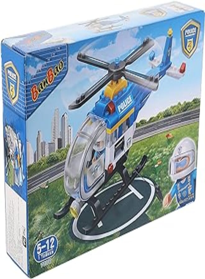 Banbao b7008 city series police pretend toys police station helicopter educational building blocks bricks toy set
