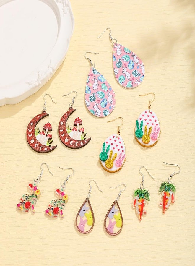 Dhdfisd Easter Earrings for Women Rabbit Egg Drop Dangle Earrings Cute Acrylic Bunny Stylish Spring Earrings Holiday Festive Party Jewelry Gift 6PCS(Easter Earring Set) - Image 3