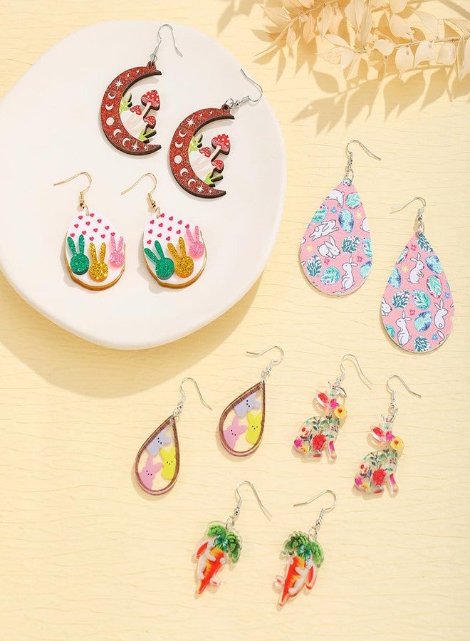Dhdfisd Easter Earrings for Women Rabbit Egg Drop Dangle Earrings Cute Acrylic Bunny Stylish Spring Earrings Holiday Festive Party Jewelry Gift 6PCS(Easter Earring Set) - Image 2