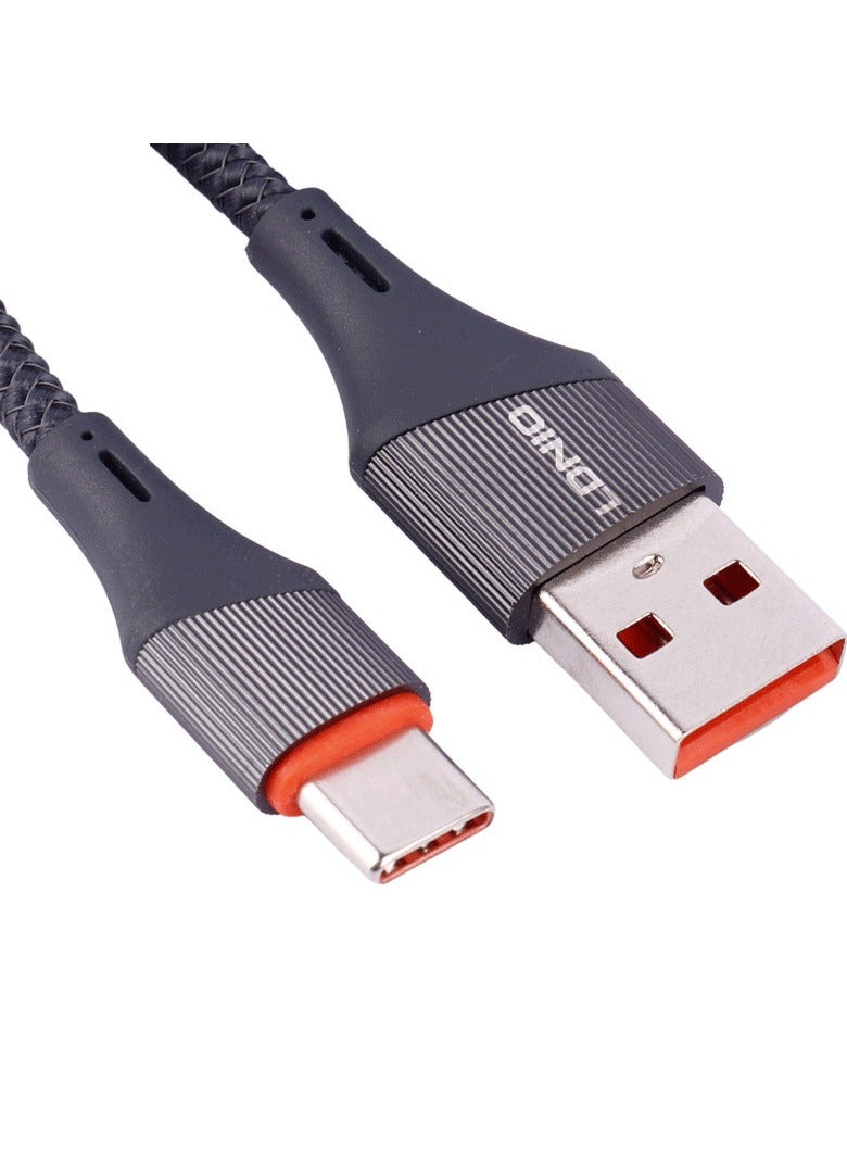 لدنيو كابل LDNIO كابل بيانات سريع الشحن من USB-A إلى USB-C بقوة 30 وات بطول 2 متر - رمادي - Image 4