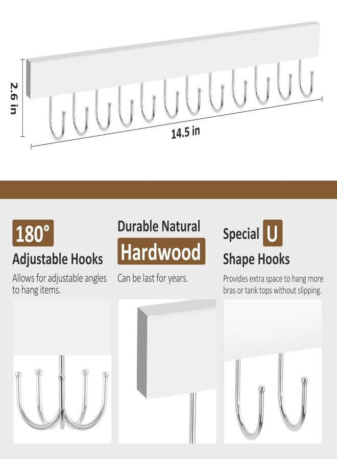 ZEDODIER 2 Pack Necklace Organizer Wall Mount, Wooden Jewelry Hanger Necklace Holder with 24 Hooks,Hanging Jewelry Organizer, White - Image 4