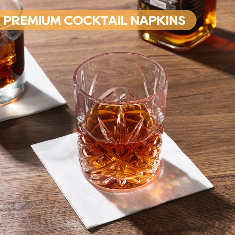FOCUSLINE 200 Count Linen-Feel Disposable Cocktail Napkins  Soft and Absorbent Bulk Party Beverage Napkins Paper for Bar  Restaurant  Wedding  Dinner or Events  White - Image 3