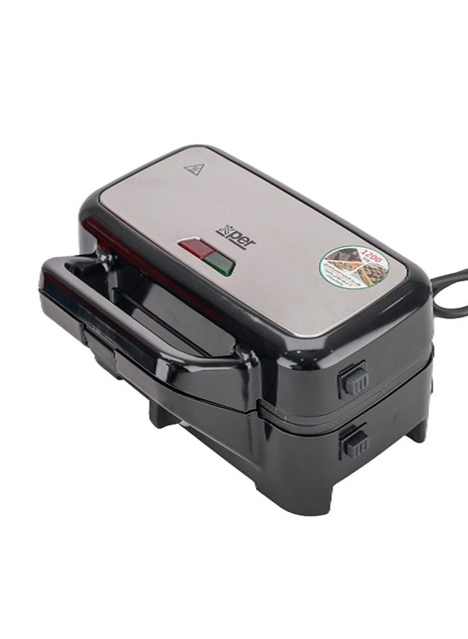 إكسبير صانعة الساندويتشات 1200 وات 3*1 سطح جرانيت، أسود | XPST-780M - Image 4