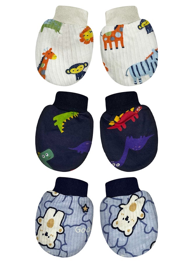 MARGOUN 3 Packs Newborn Baby Mittens Anti Scratch Baby Mittens No Scratch Mittens Baby Gloves for 0-6 Months Boys Girls Multicolour - Image 2