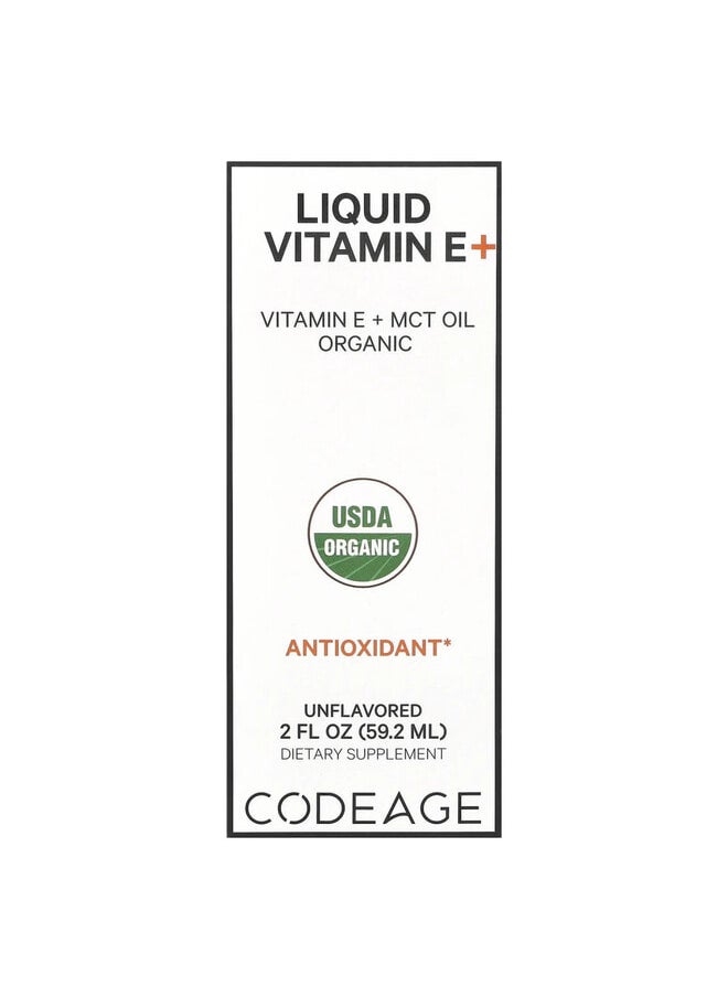 Codeage Liquid Vitamin E+, Unflavored, 2 fl oz (59.2 ml)  - Image 2