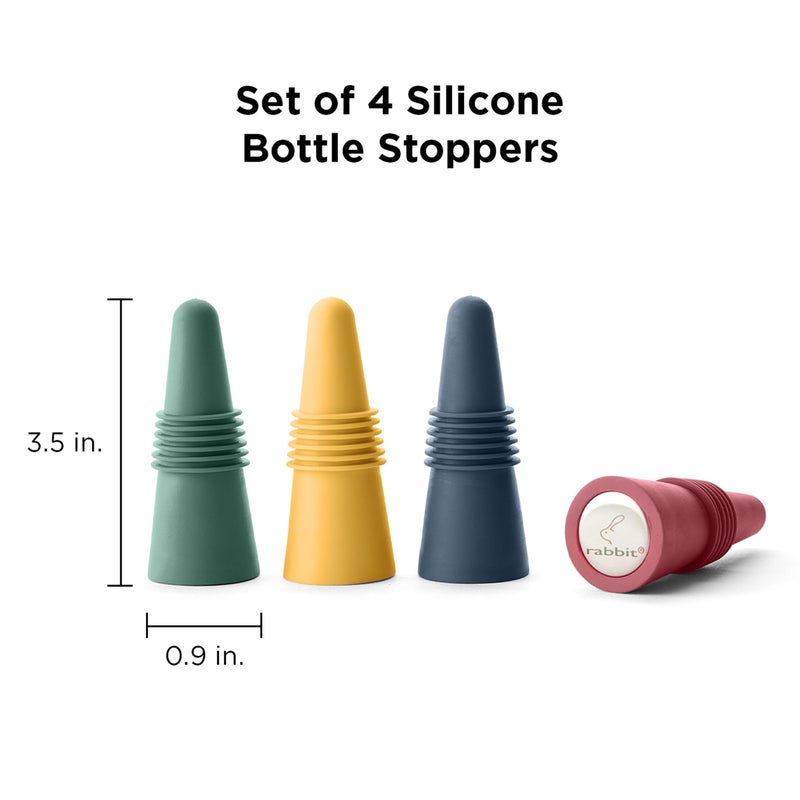 Rabbit Wine Stoppers and Beverage Bottle Stoppers, Silicone Set of 4 - Image 2