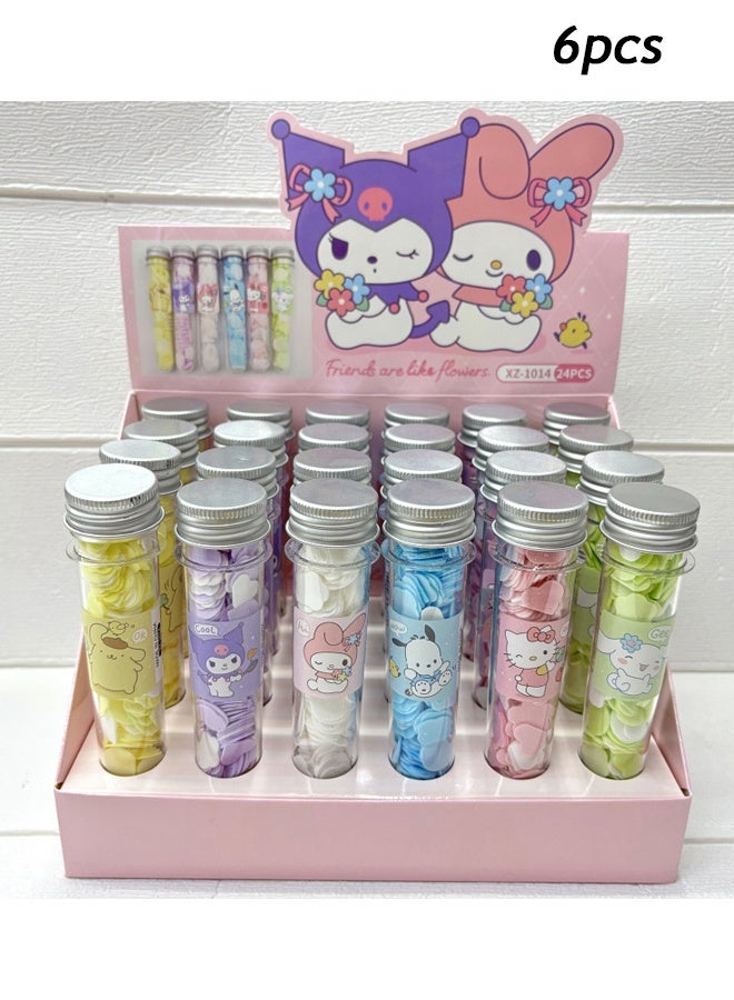 سانريو ٦ علب، متعددة الألوان، محمولة، ورق للاستخدام مرة واحدة، صابون، قصاصات ورقية، رقائق صابون، مناسبة لغسل الأطباق، محمولة، للاستخدام مرة واحدة، سفر، رقائق صابون معطرة، مناسبة للسفر والأنشطة الخارجية. - Image 1