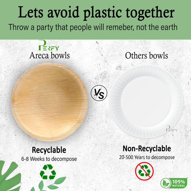 Perfy Areca Palm Leaf Bowls 200ml (5 Inch) | Eco Friendly, Biodegradable, Use and Throw Small Dona |Disposable| for Serving Pasta, Soup & Snacks | Birthday, Wedding & Party (Pack of 25) - Image 5