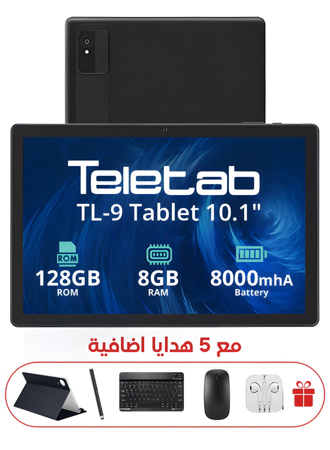 Teletab TL-9 Tablet 10.1-Inch 8GB RAM 128GB WiFi Black with Black Leather Cover | Wireless Keyboard | Mouse | Pen | Earphones | Type-C Charger - Image 1
