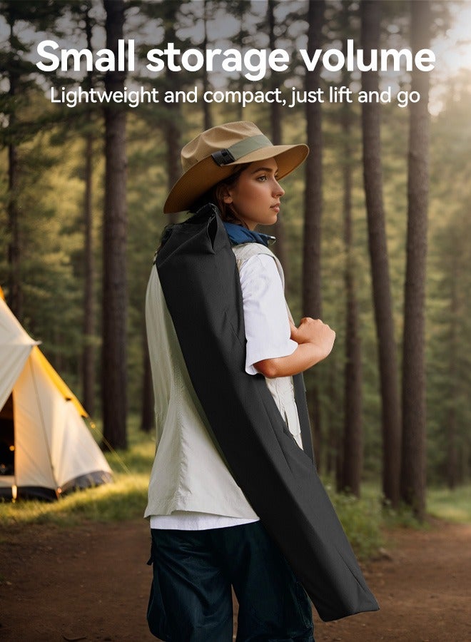 Tersely Heavy Duty Folding Camping Chairs with Side Pockets, Lightweight and Portable, Supports up to 200Kg for Fishing, Camping, Picnics, BBQs, Beach Outdoor Activities -Black - Image 5