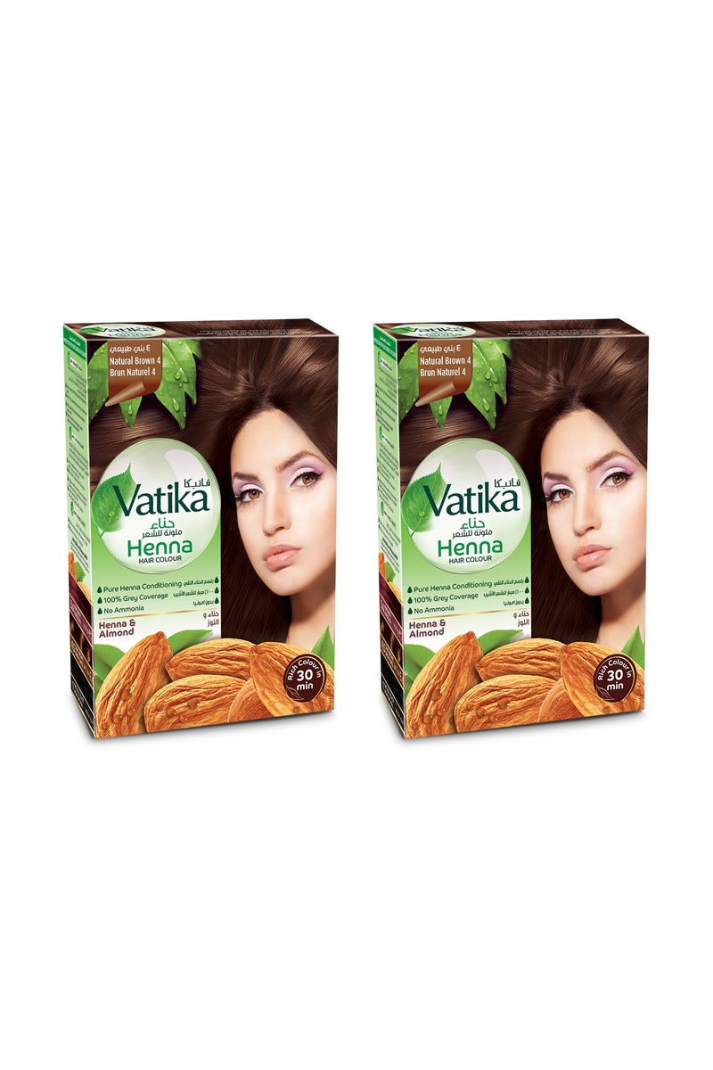 Vatika Naturals Natural Brown Henna Hair Colour Value Pack 120g - Image 1