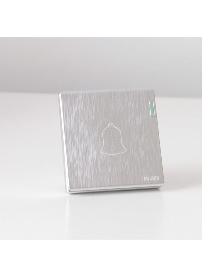 DANUBE HOME Milano Bell Switch Push Button For Doorbell Switch With Bell Symbol Aura Slvr  - Image 1