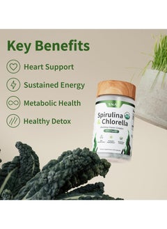 SNAP SUPPLEMENTS Spirulina & Chlorella Alkalizing Greens Complex 100 % Organic Aids Detocification Powerful Antioxidant Superfood Complex - Dietary Supplement - 120 Capsules  - Image 4