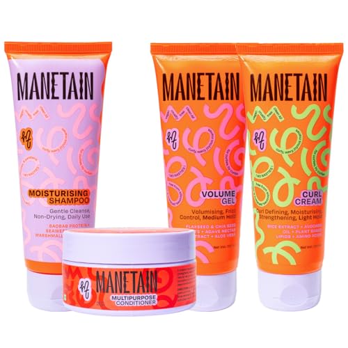 MANETAIN Washday Volume Bundle Mini Size | Moisturizing Shampoo 100ml , Multipurpose Conditioner 100gm , Volume Gel 100 ml & Curl Cream 100 ml | Hydrating, Anti-Frizz, Curl-Enhancing for Curly,Wavy Hair - Image 1