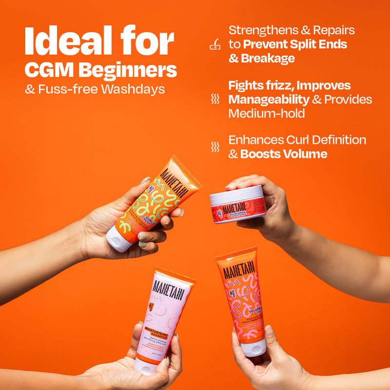 MANETAIN Washday Volume Bundle Mini Size | Moisturizing Shampoo 100ml , Multipurpose Conditioner 100gm , Volume Gel 100 ml & Curl Cream 100 ml | Hydrating, Anti-Frizz, Curl-Enhancing for Curly,Wavy Hair - Image 2