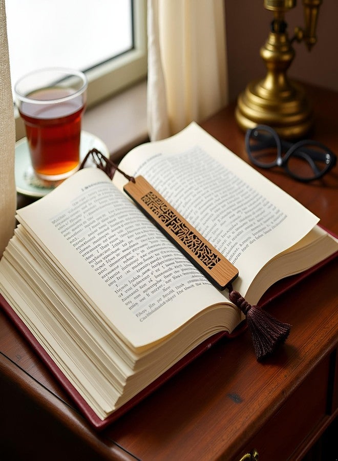 فاصل كتب خشبي بنمط عشوائي مجوف، قطعة واحدة، فاصل كتب خشبي عتيق مصنوع يدويًا على الطراز الصيني مع شرابة، مشبك كتاب إبداعي، تذكار، أغلفة كتب وإكسسوارات كتب - Image 4