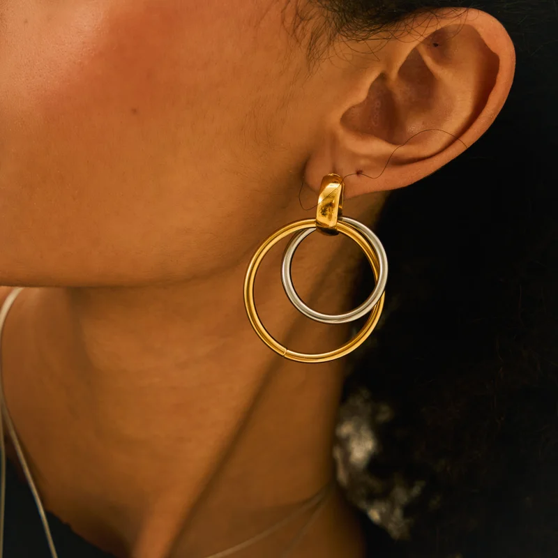 noya  Ora Loop Earrings â€“ Mixed Metals Sculptural Hoops for Women | Best Price UAE