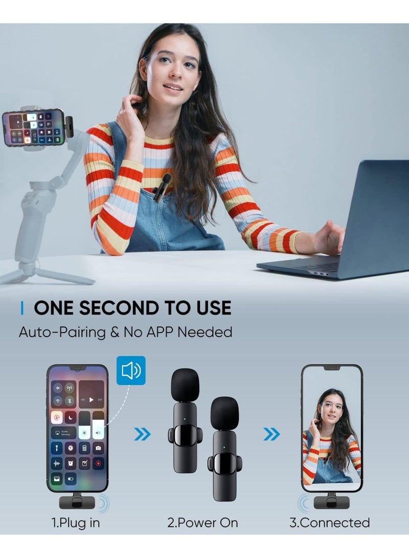TUNKE Professional Wireless Lavalier and Clip Microphone for Most Mobile Devices and Tablets with Type-C and Lightning Ports  - Image 2