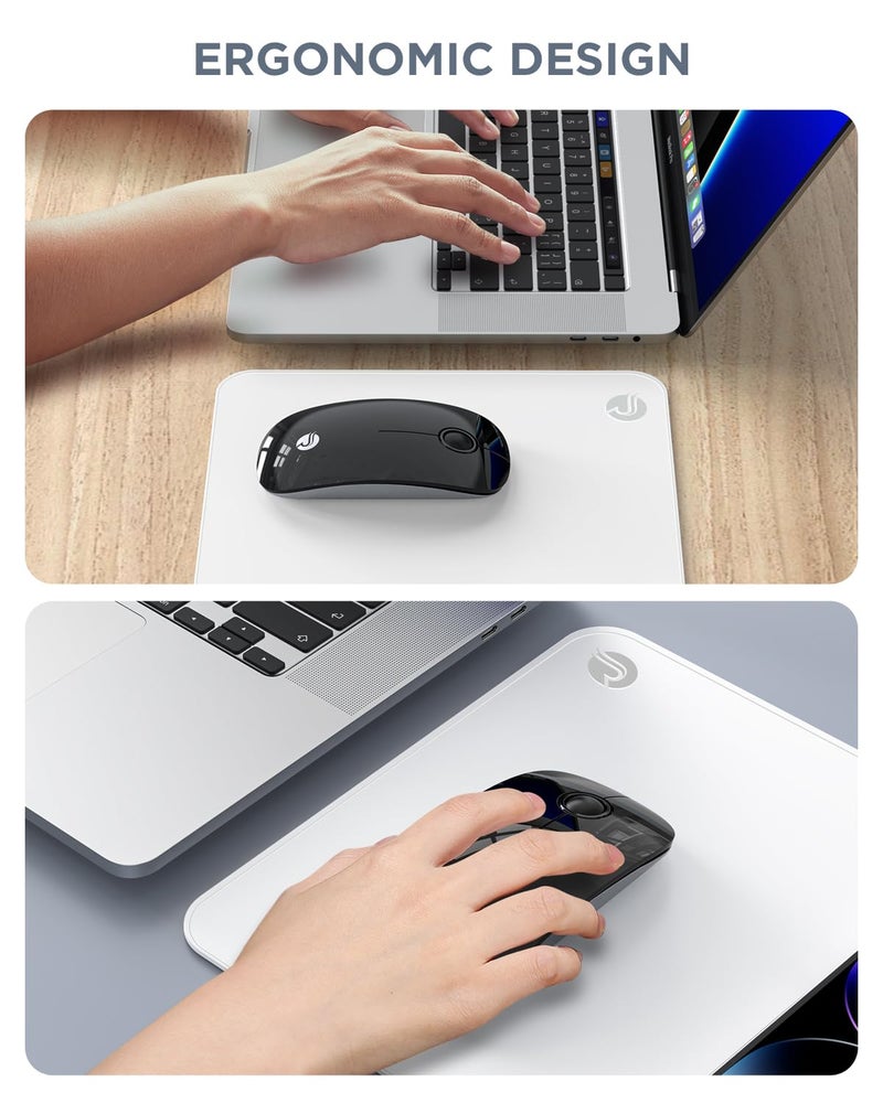 RAPIQUE Bluetooth Wireless Mouse - (BT5.1+USB) Slim Dual Mode Computer Mice with Quiet Click, Low Power, and 1600 DPI, Portable Mouse for MacBook, Laptop, iPad Pro/Air, Surface Pro (Black) - Image 4