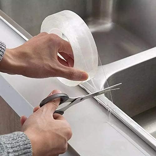 Generic Kitchen Transparent Silicone Sink Tape Kitchen And Bathroom Tape Waterproof Tape Transparent Kitchen Sink Tape Kitchen Sink Corner waterproof tape 5 Meter 1 Pack  - Image 1