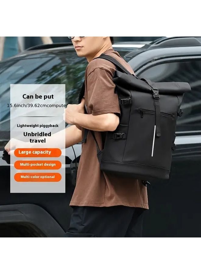 Gray Multi Pocket Practical 17 Inch Laptop Backpack Large Capacity Durable PVC Soft Shell for Work School Travel - Image 2