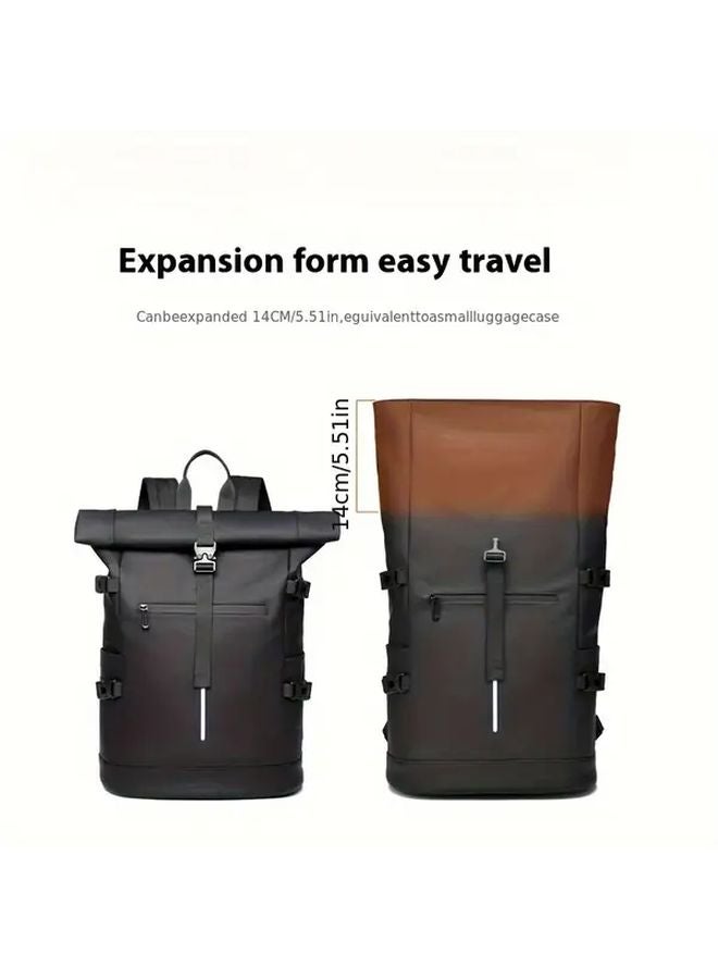 Gray Multi Pocket Practical 17 Inch Laptop Backpack Large Capacity Durable PVC Soft Shell for Work School Travel - Image 4