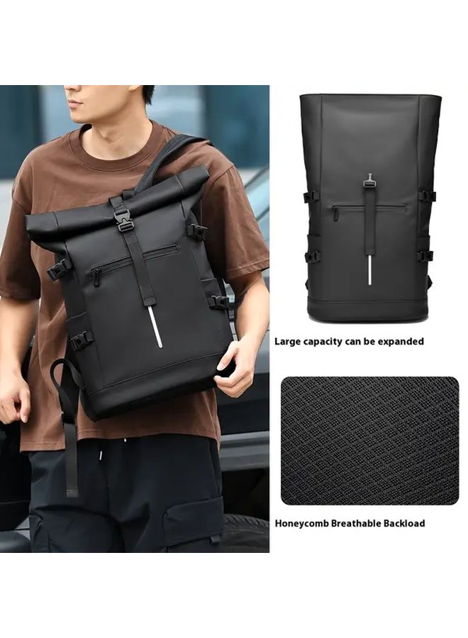 Gray Multi Pocket Practical 17 Inch Laptop Backpack Large Capacity Durable PVC Soft Shell for Work School Travel - Image 5