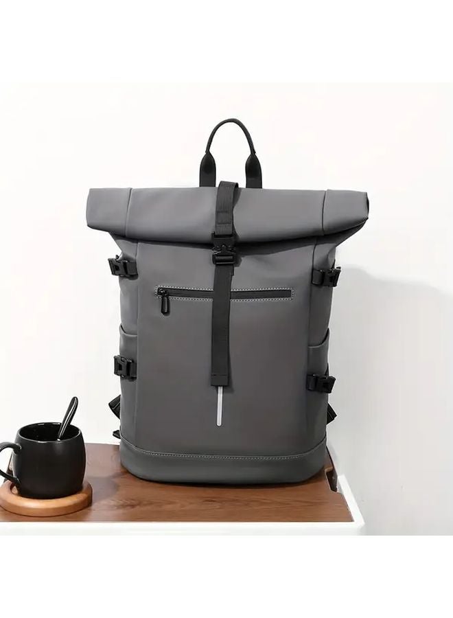 Gray Multi Pocket Practical 17 Inch Laptop Backpack Large Capacity Durable PVC Soft Shell for Work School Travel - Image 1