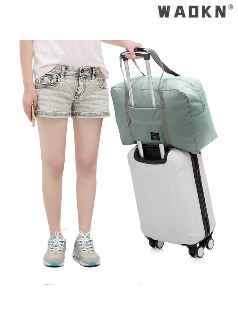 WAOKN (2 Pack) Foldable Travel Duffel Bag, Waterproof Carry On Luggage Bag, Lightweight Travel Luggage Bag for Sports, Gym, Vacation (Light blue & Light pink) - Image 5
