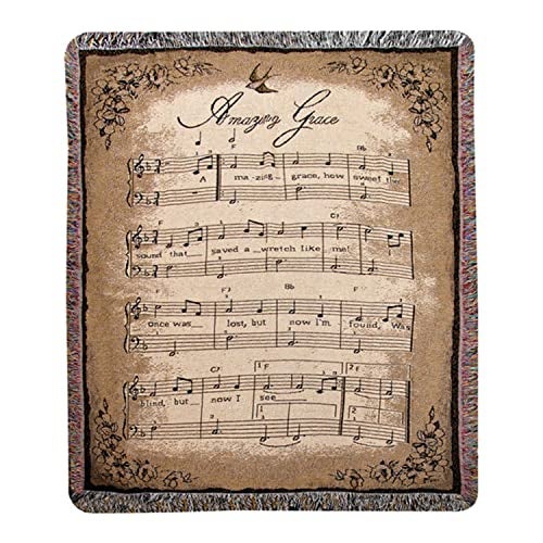 Manual Woodworker Manual Inspirational Collection Tapestry Throw, Amazing Grace Sheet Music, 50 X 60-Inch - Image 1