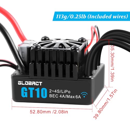 GLOBACT GT10 120A Sensorless Brushless ESC 24S Lipo Waterproof Builtin Bluetooth Electronic Speed Controller for Traxxas Arrma Big Rock LOSI 110 RC Truck Upgrades - Image 5