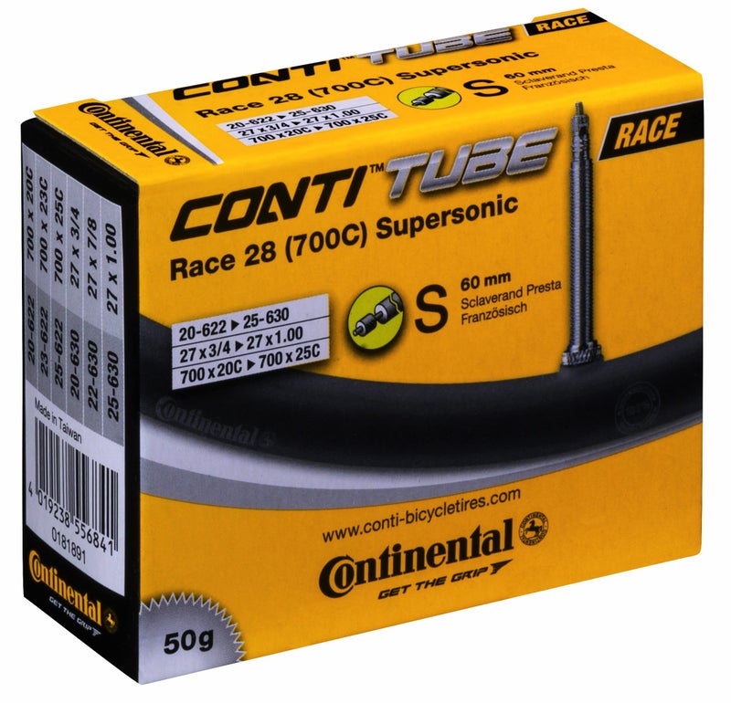Continental Supersonic 60mm Presta Valve Tube, Black, 700 x 18-25cc - Image 1