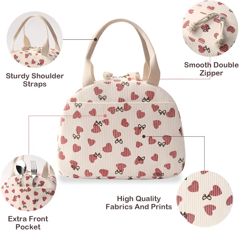 Shopiable Store Lunch Bag for Women & Men – Cute Lunch Tote Bag | Large Capacity Reusable Insulated Lunch Box | Cooler Bag for Work, Picnic, Office, School & Travel (Corduroy Love) - Image 3