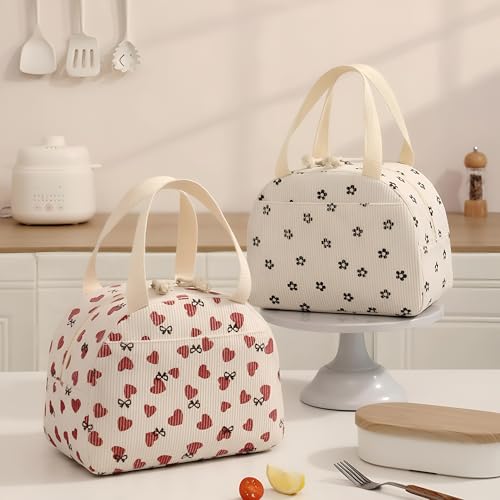 Shopiable Store Lunch Bag for Women & Men – Cute Lunch Tote Bag | Large Capacity Reusable Insulated Lunch Box | Cooler Bag for Work, Picnic, Office, School & Travel (Corduroy Love) - Image 4