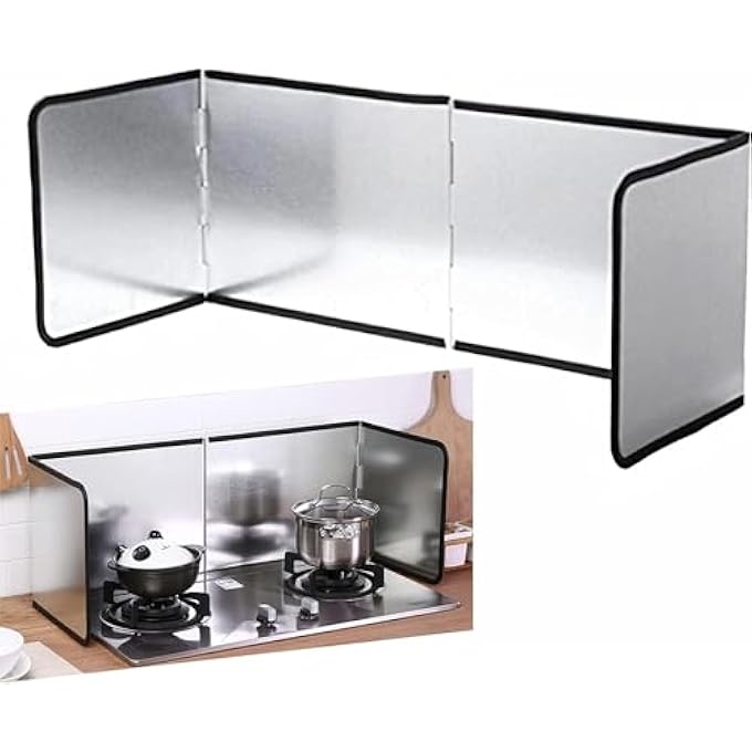 Azonee Stove Splatter Guard Anti Splatter Shield Guard Portable Folding Cooker Side Fat Oil Splash Guard Splash Back Splatter Screen For Frying Pan Wall Hob Grease Cooking Kitchen - Image 1
