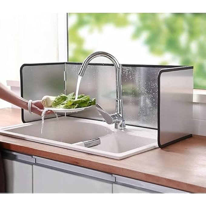 Azonee Stove Splatter Guard Anti Splatter Shield Guard Portable Folding Cooker Side Fat Oil Splash Guard Splash Back Splatter Screen For Frying Pan Wall Hob Grease Cooking Kitchen - Image 4