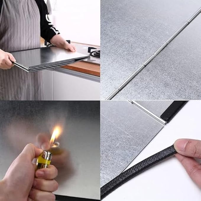 Azonee Stove Splatter Guard Anti Splatter Shield Guard Portable Folding Cooker Side Fat Oil Splash Guard Splash Back Splatter Screen For Frying Pan Wall Hob Grease Cooking Kitchen - Image 3