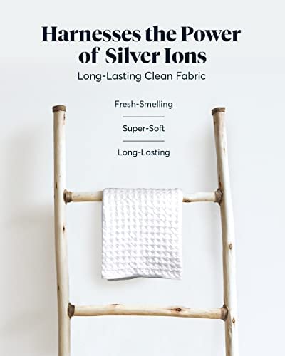 SUTERA SUTERA - Waffle Hand Towel for Bathroom  Luxury Bath Towels Infused with Silver Ions  Ultra Soft Absorbent Quick Drying Design Shower Towels  Lightweight Californian Pima Cotton Fiber - White - Image 2
