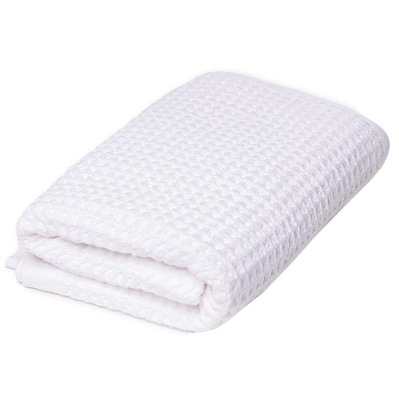 SUTERA SUTERA - Waffle Hand Towel for Bathroom  Luxury Bath Towels Infused with Silver Ions  Ultra Soft Absorbent Quick Drying Design Shower Towels  Lightweight Californian Pima Cotton Fiber - White - Image 1