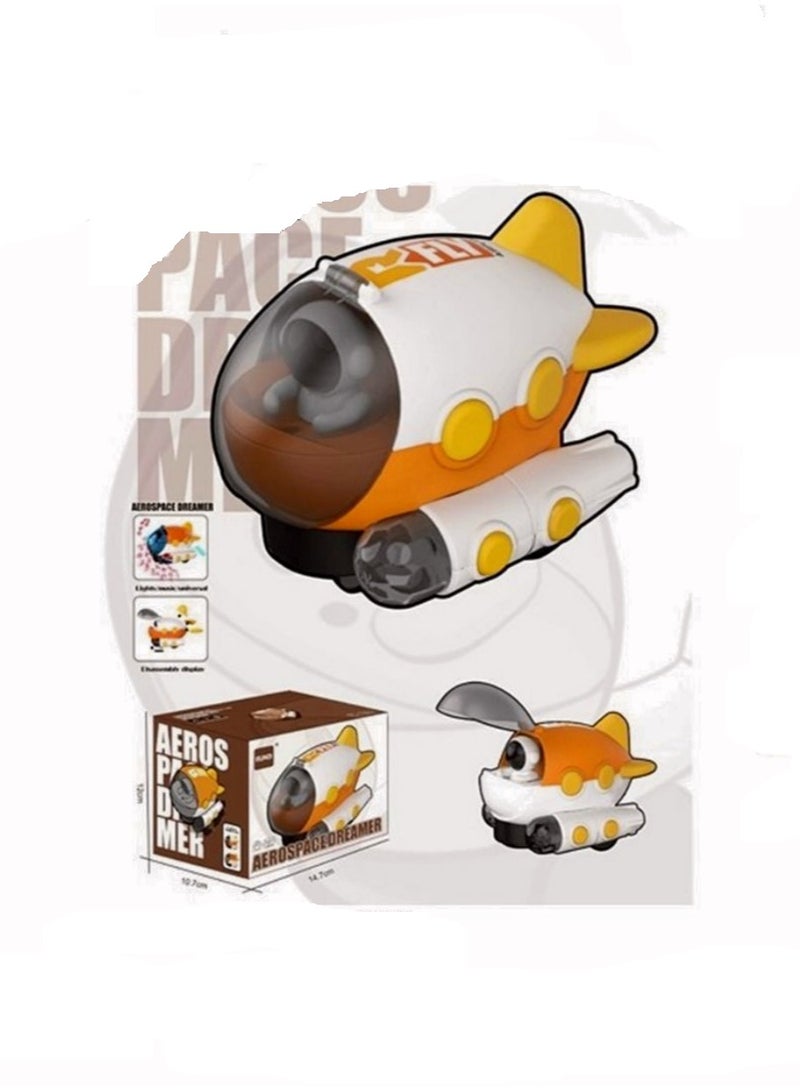 Rally Electric Submarine Toy Car With Rotating Astronauts Music Projection Light Simulation Fun Aircraft Model