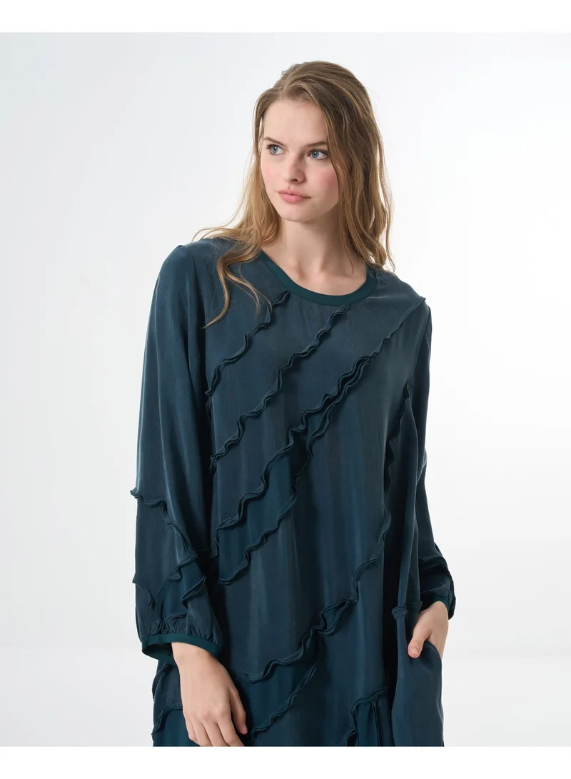 MissWhence  Asymmetrical layered wave detailing big size dress - Green for Women | Best Price UAE