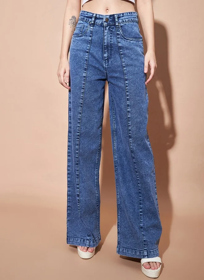ساسافراس High-Rise Light Blue Straight Fit Jeans for Women