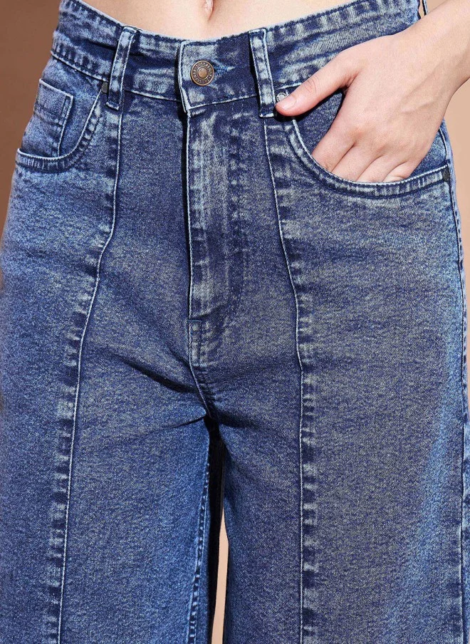 ساسافراس High-Rise Light Blue Straight Fit Jeans for Women