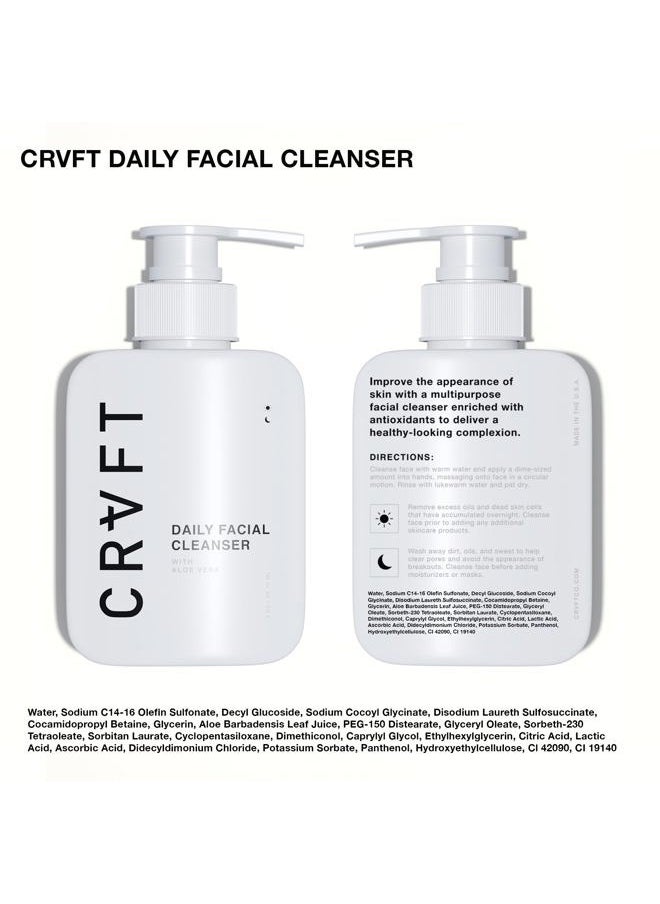 Hair Craft Co. - CRVFT Men's Facial Care Kit | Aloe Vera Face Wash 3oz | Hyaluronic Moisturizer 1oz | Charcoal Exfoliating Scrub 1.7oz | 3 Piece Complete Daily Skin Care System | Look + Feel Your Best [Scented] - Image 1