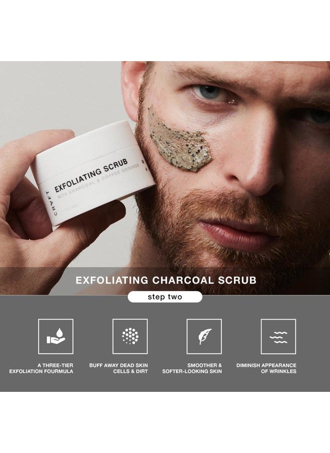 Hair Craft Co. - CRVFT Men's Facial Care Kit | Aloe Vera Face Wash 3oz | Hyaluronic Moisturizer 1oz | Charcoal Exfoliating Scrub 1.7oz | 3 Piece Complete Daily Skin Care System | Look + Feel Your Best [Scented] - Image 1