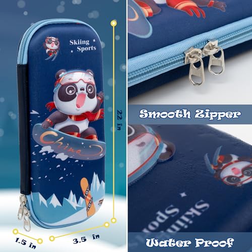 Zeinwap 3D Cover Zipper Pencil Pouch Compass with Compartments, School Supply Organizer for Students, Stationery Box, Cosmetic Zip Pouch Bag (Panda) - Image 3